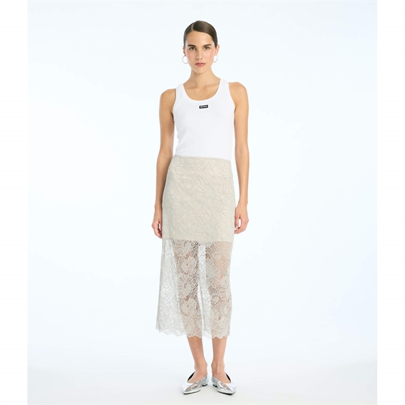 Rotate Ruffle Hem Tank Top, Hvid 